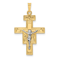 14k Two-tone Solid Crucifix Pendant-XR2053