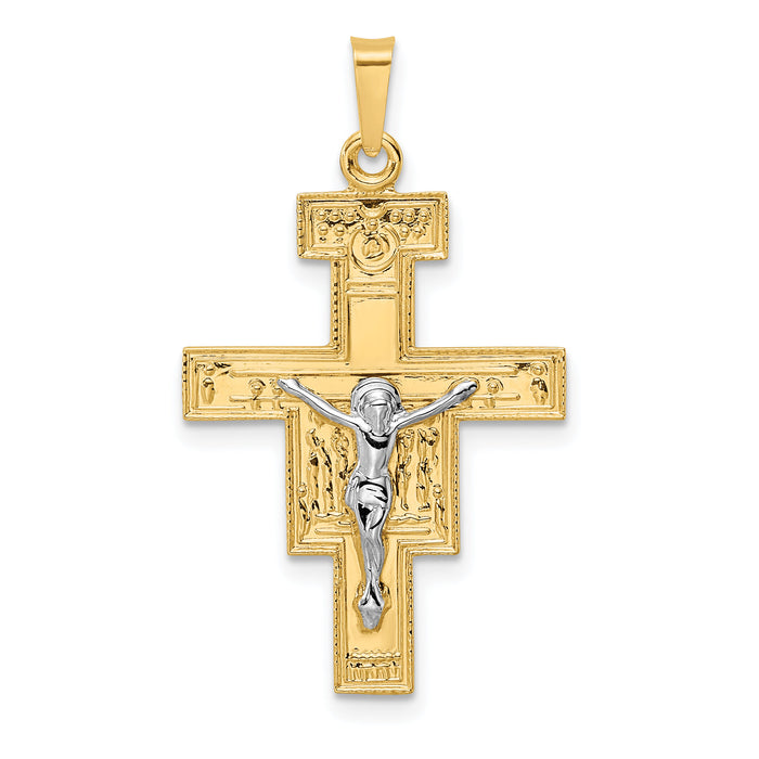 14k Two-tone Solid Crucifix Pendant-XR2053
