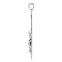14k Two-tone Polished Fancy Solid Cross Pendant-XR2054