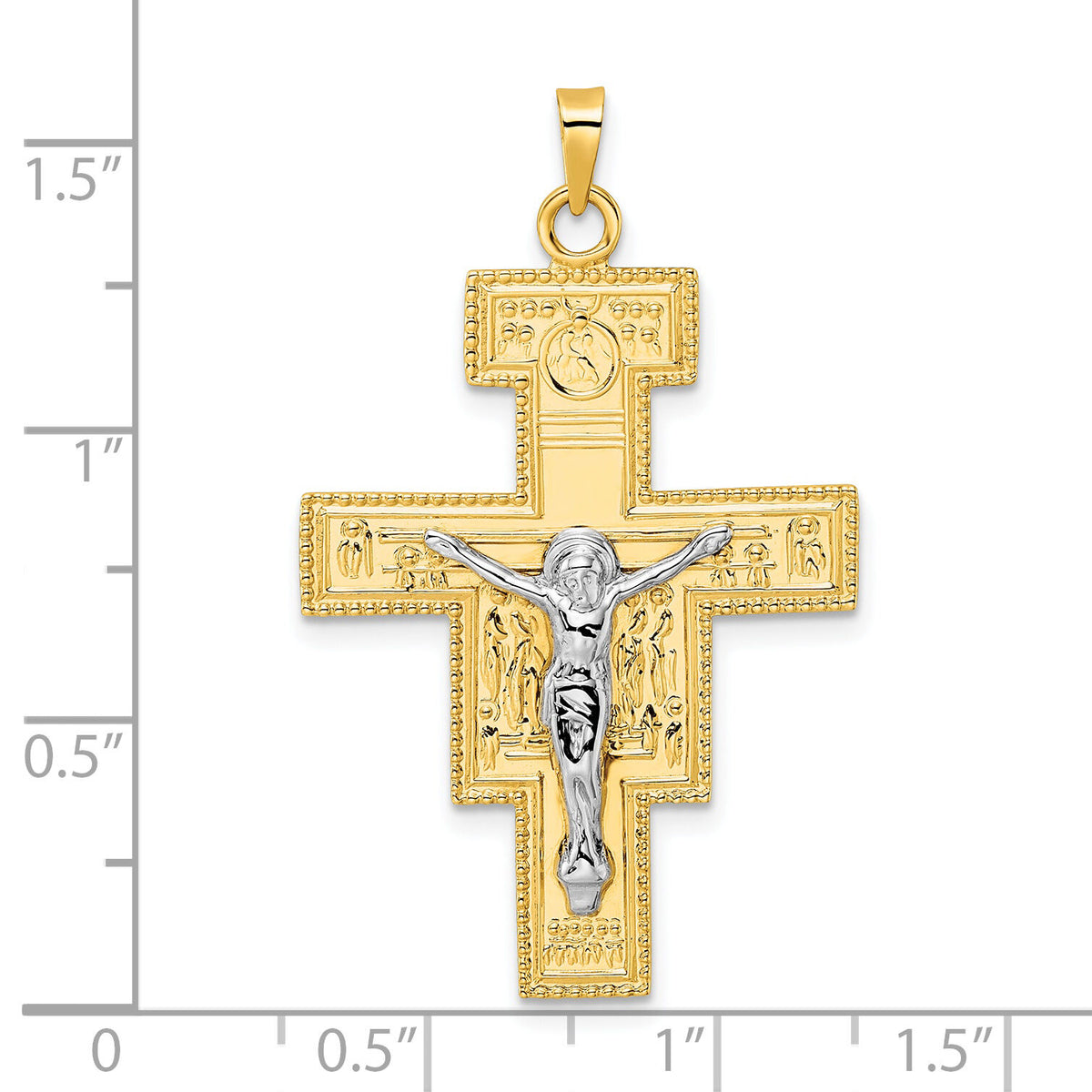 14k Two-tone Polished Fancy Solid Cross Pendant-XR2054