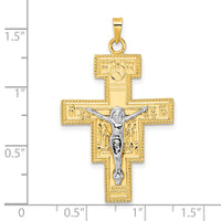 14k Two-tone Polished Fancy Solid Cross Pendant-XR2054