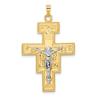 14k Two-tone Polished Fancy Solid Cross Pendant-XR2054