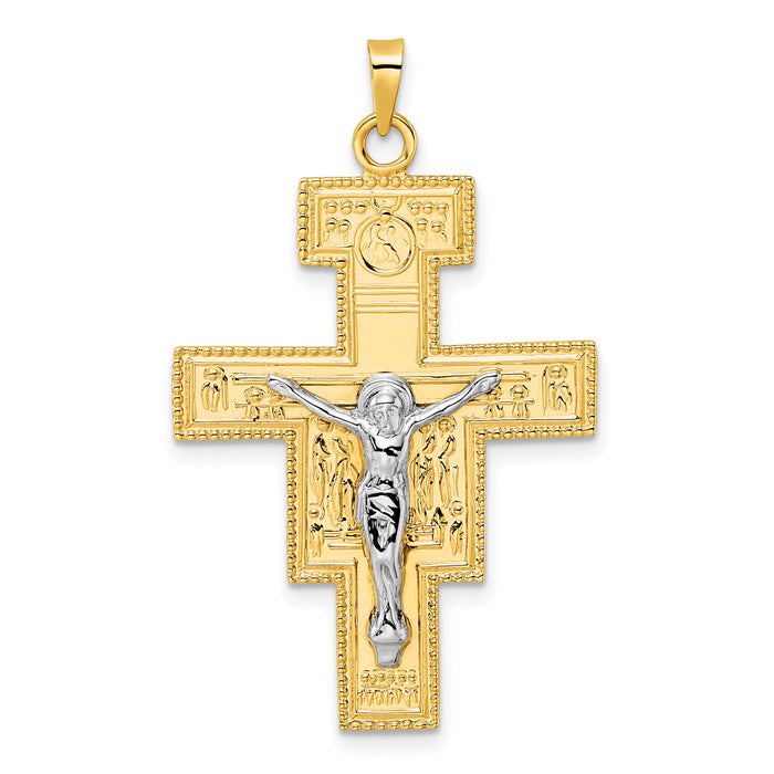 14k Two-tone Polished Fancy Solid Cross Pendant-XR2054