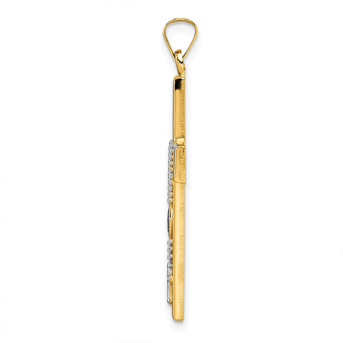 14k Two-tone Polished Hollow Rosary Cross Pendant-XR2055