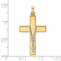 14k Two-tone Polished Hollow Rosary Cross Pendant-XR2055