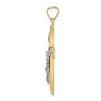 14k Two-tone Polished Hollow INRI Crucifix Cross Pendant-XR2059
