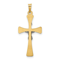 14k Two-tone Polished Hollow INRI Crucifix Cross Pendant-XR2059