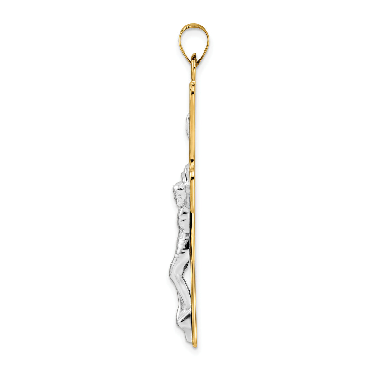 14k Two-tone Polished Solid INRI Crucifix Pendant-XR2060
