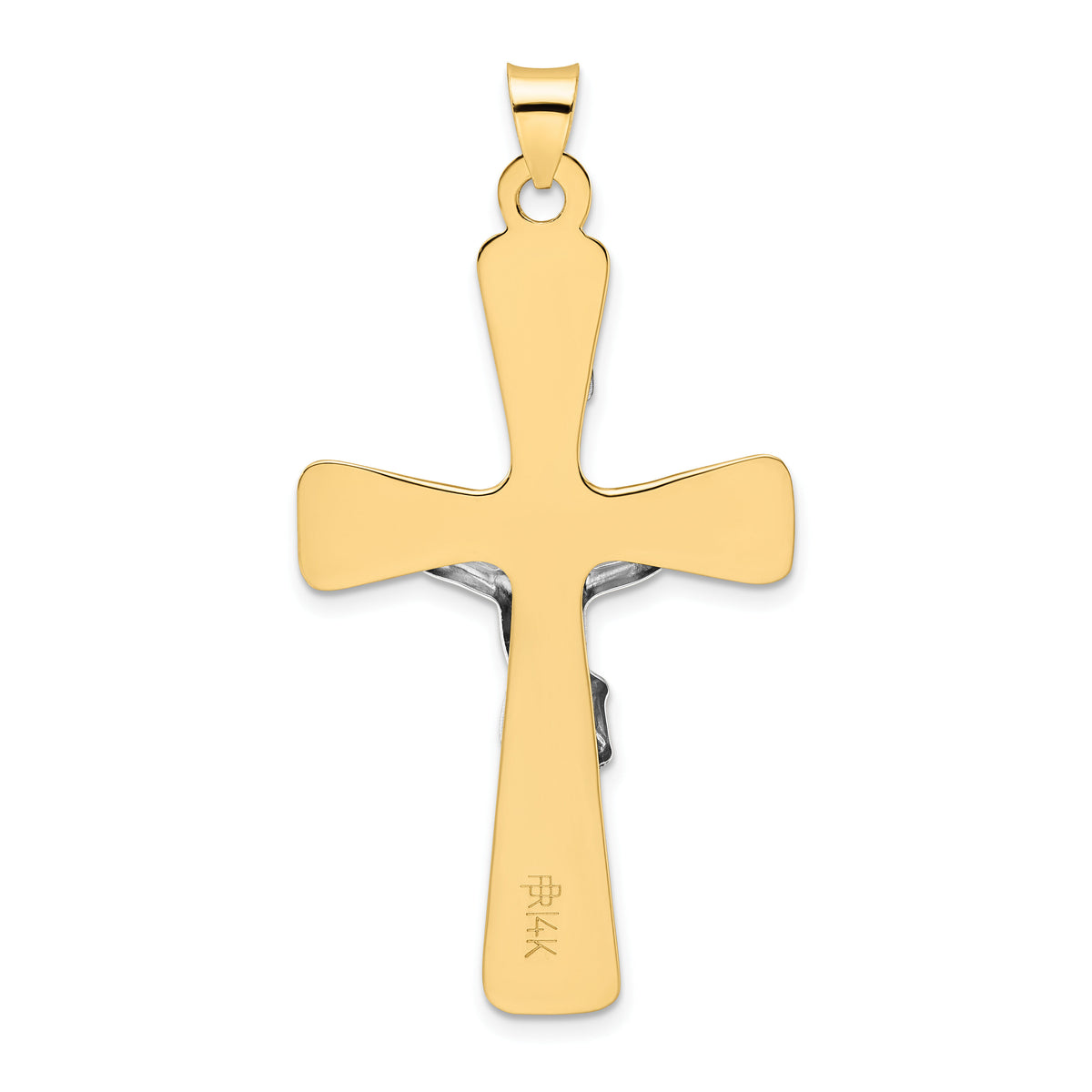 14k Two-tone Polished Solid INRI Crucifix Pendant-XR2060