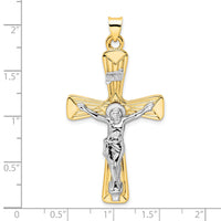 14k Two-tone Polished Solid INRI Crucifix Pendant-XR2060