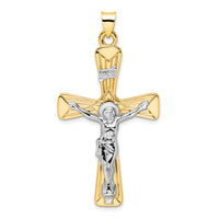 14k Two-tone Polished Solid INRI Crucifix Pendant-XR2060