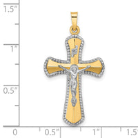 14k Two-tone and White Rhodium Hollow INRI Crucifix Pendant-XR2062