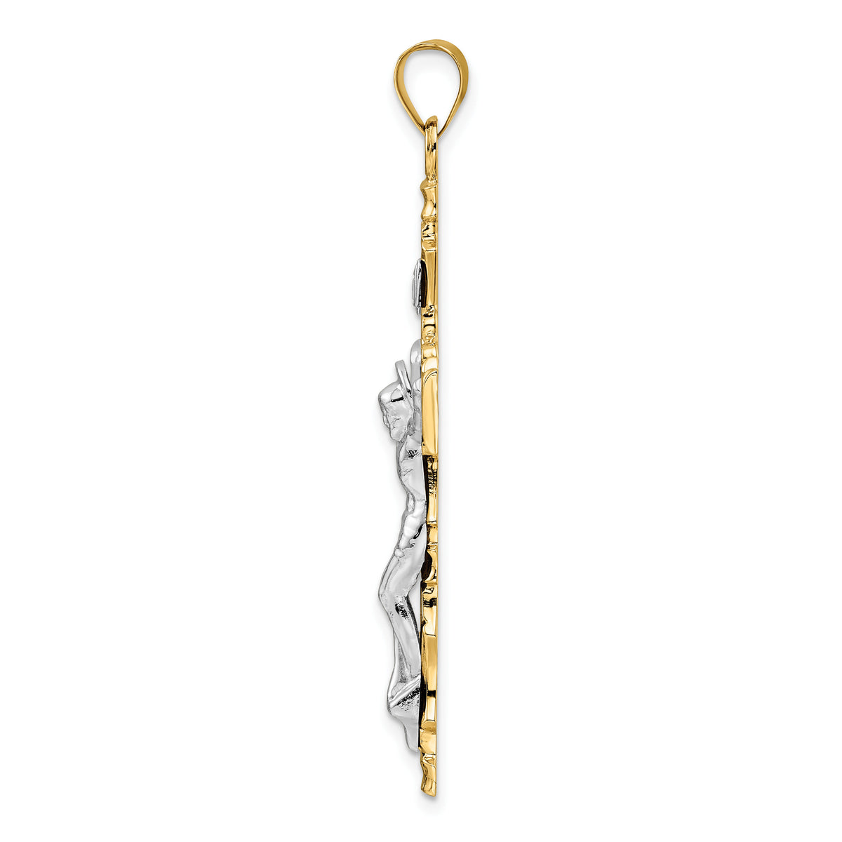 14k Two-tone Solid INRI Crucifix Pendant-XR2064