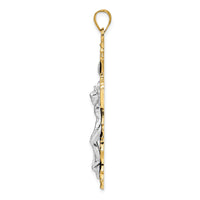 14k Two-tone Solid INRI Crucifix Pendant-XR2064