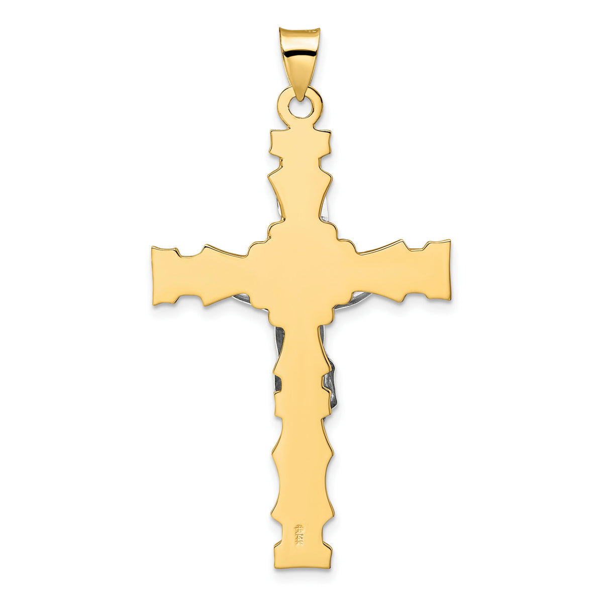 14k Two-tone Solid INRI Crucifix Pendant-XR2064
