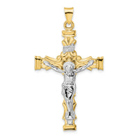 14k Two-tone Solid INRI Crucifix Pendant-XR2064