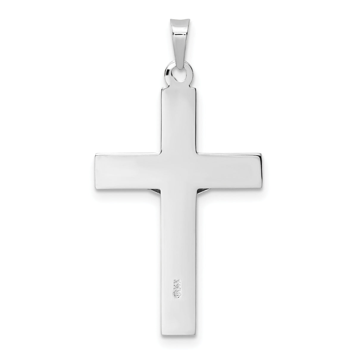 14k White Gold Polished Solid INRI Striped Crucifix Pendant-XR2066