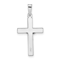 14k White Gold Polished Solid INRI Striped Crucifix Pendant-XR2067