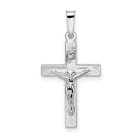 14k White Gold Polished Solid INRI Striped Crucifix Pendant-XR2067