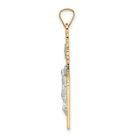 14k Two-tone Polished Solid INRI Crucifix Pendant-XR2068