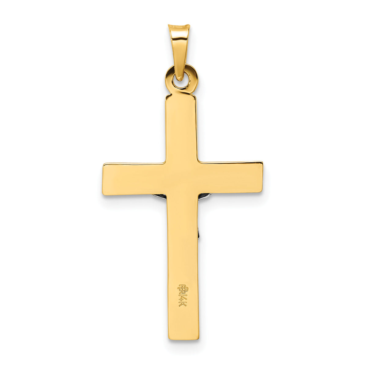 14k Two-tone Polished Solid INRI Crucifix Pendant-XR2068