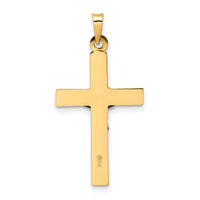 14k Two-tone Polished Solid INRI Crucifix Pendant-XR2068