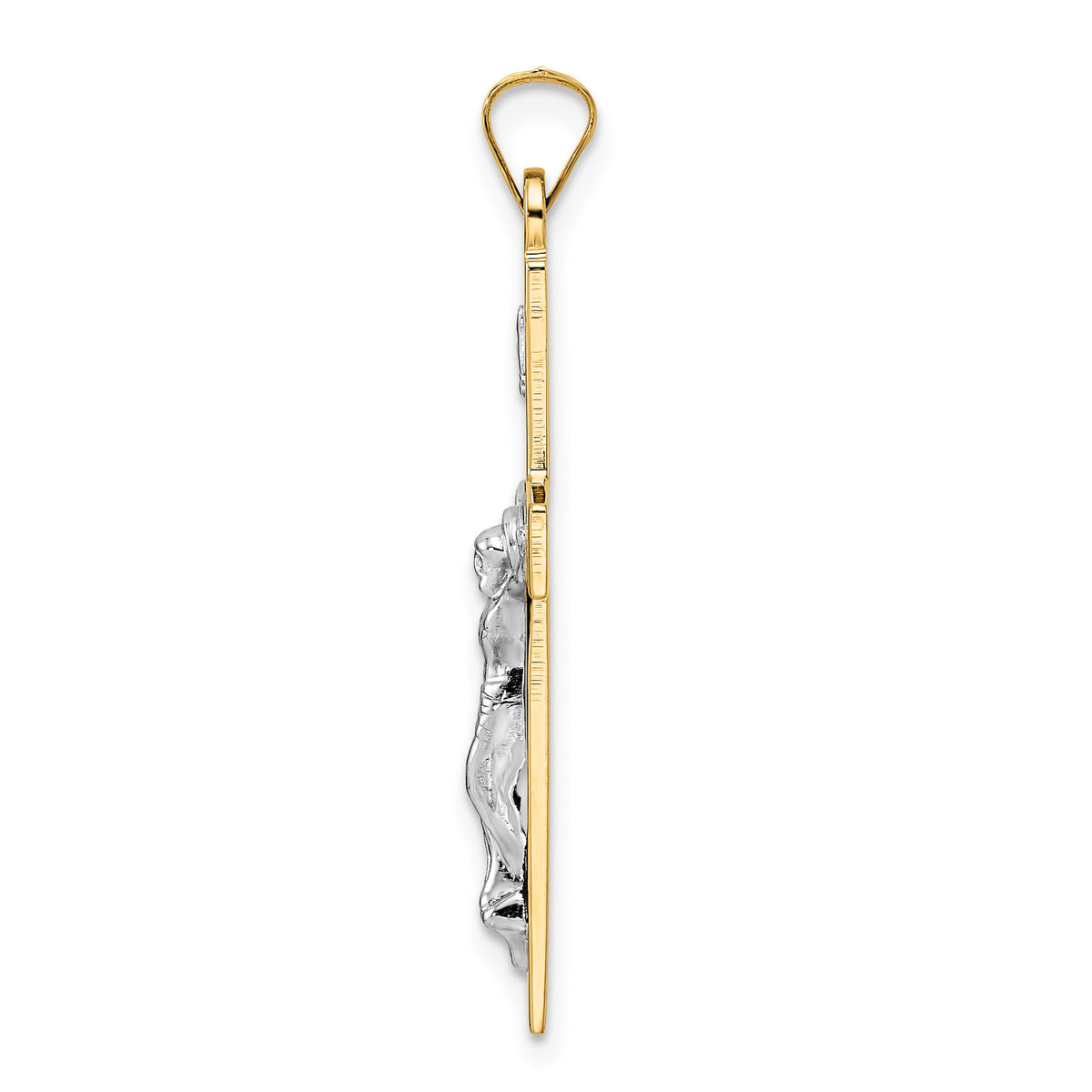 14k Two-tone Polished Solid INRI Crucifix Pendant-XR2069