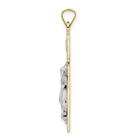 14k Two-tone Polished Solid INRI Crucifix Pendant-XR2069