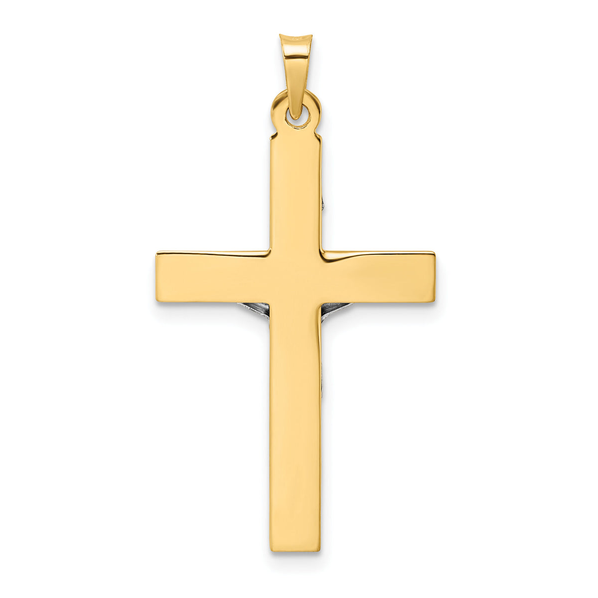 14k Two-tone Polished Solid INRI Crucifix Pendant-XR2069