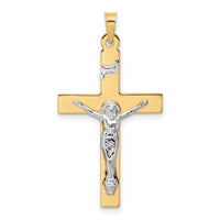 14k Two-tone Polished Solid INRI Crucifix Pendant-XR2069