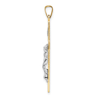 14k Two-tone Polished Solid INRI Crucifix Pendant-XR2070