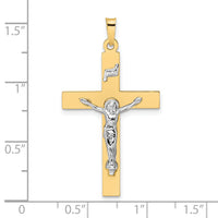 14k Two-tone Polished Solid INRI Crucifix Pendant-XR2070