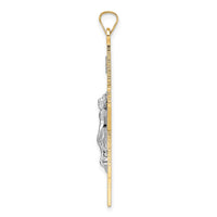 14k Two-tone Polished Solid INRI Crucifix Pendant-XR2071