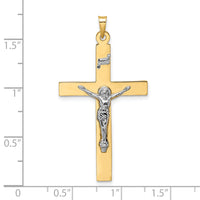 14k Two-tone Polished Solid INRI Crucifix Pendant-XR2071
