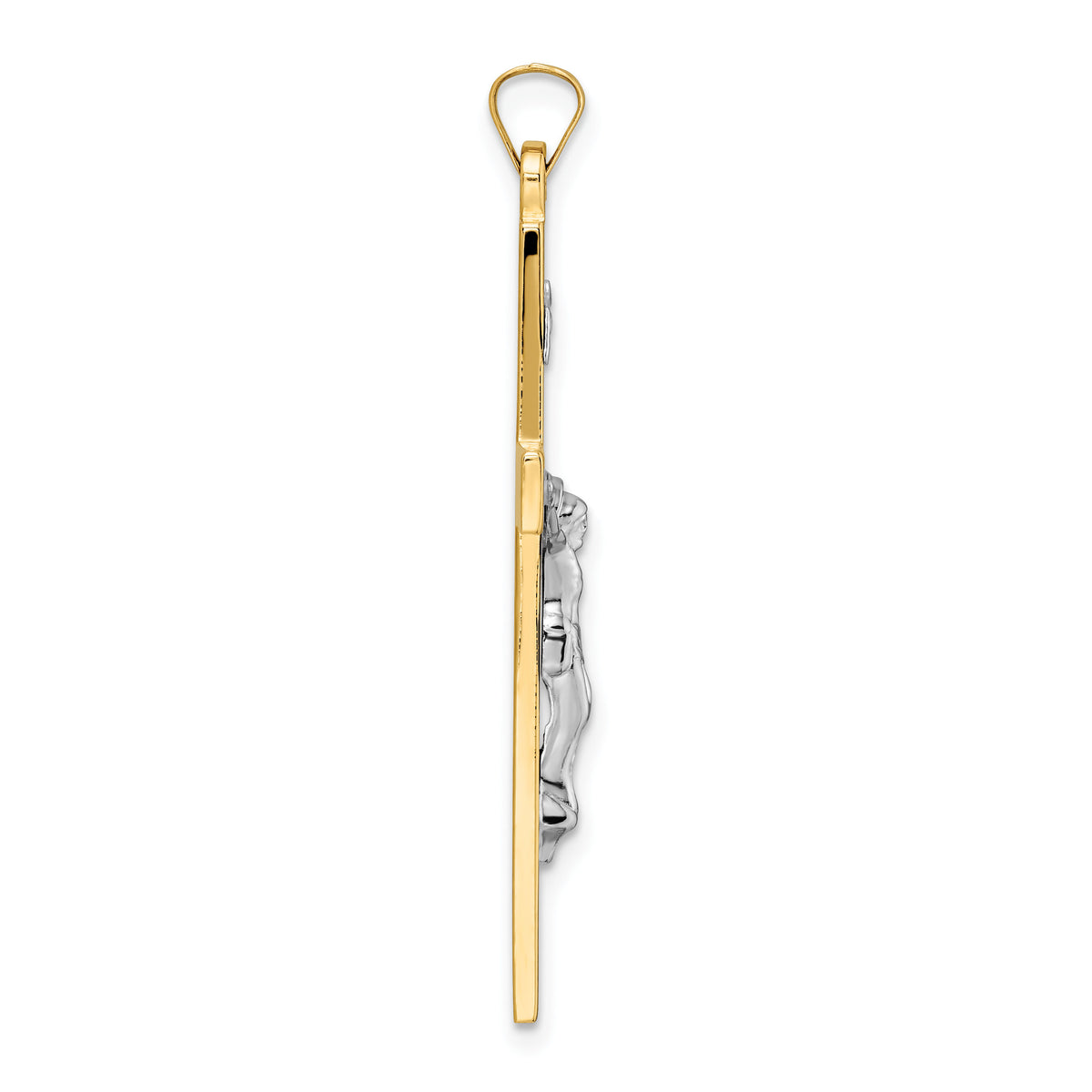 14k Two-tone Solid INRI Crucifix Pendant-XR2072