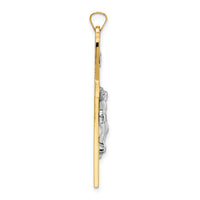 14k Two-tone Solid INRI Crucifix Pendant-XR2072