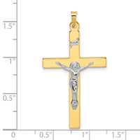 14k Two-tone Solid INRI Crucifix Pendant-XR2072