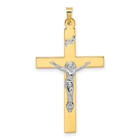 14k Two-tone Solid INRI Crucifix Pendant-XR2072