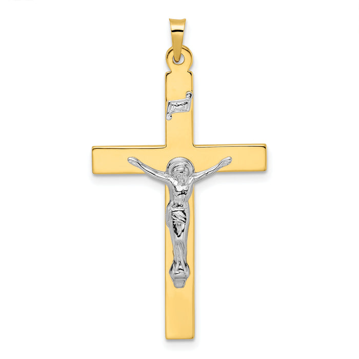 14k Two-tone Solid INRI Crucifix Pendant-XR2072