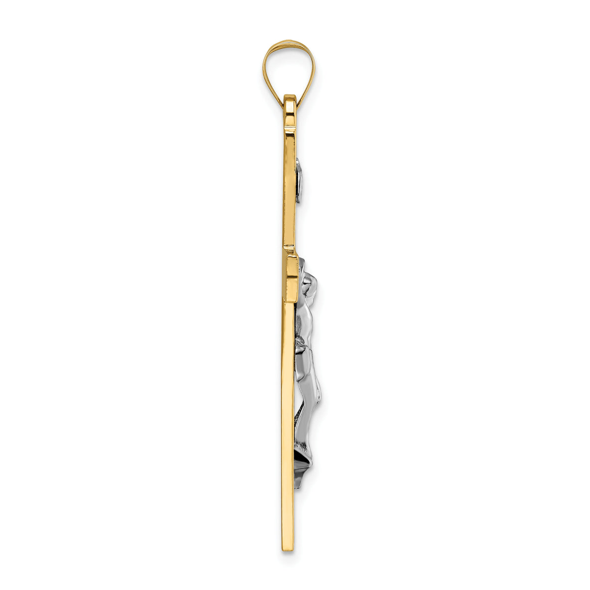 14k Two-tone Polished Solid INRI Crucifix Pendant-XR2073