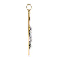 14k Two-tone Polished Solid INRI Crucifix Pendant-XR2073