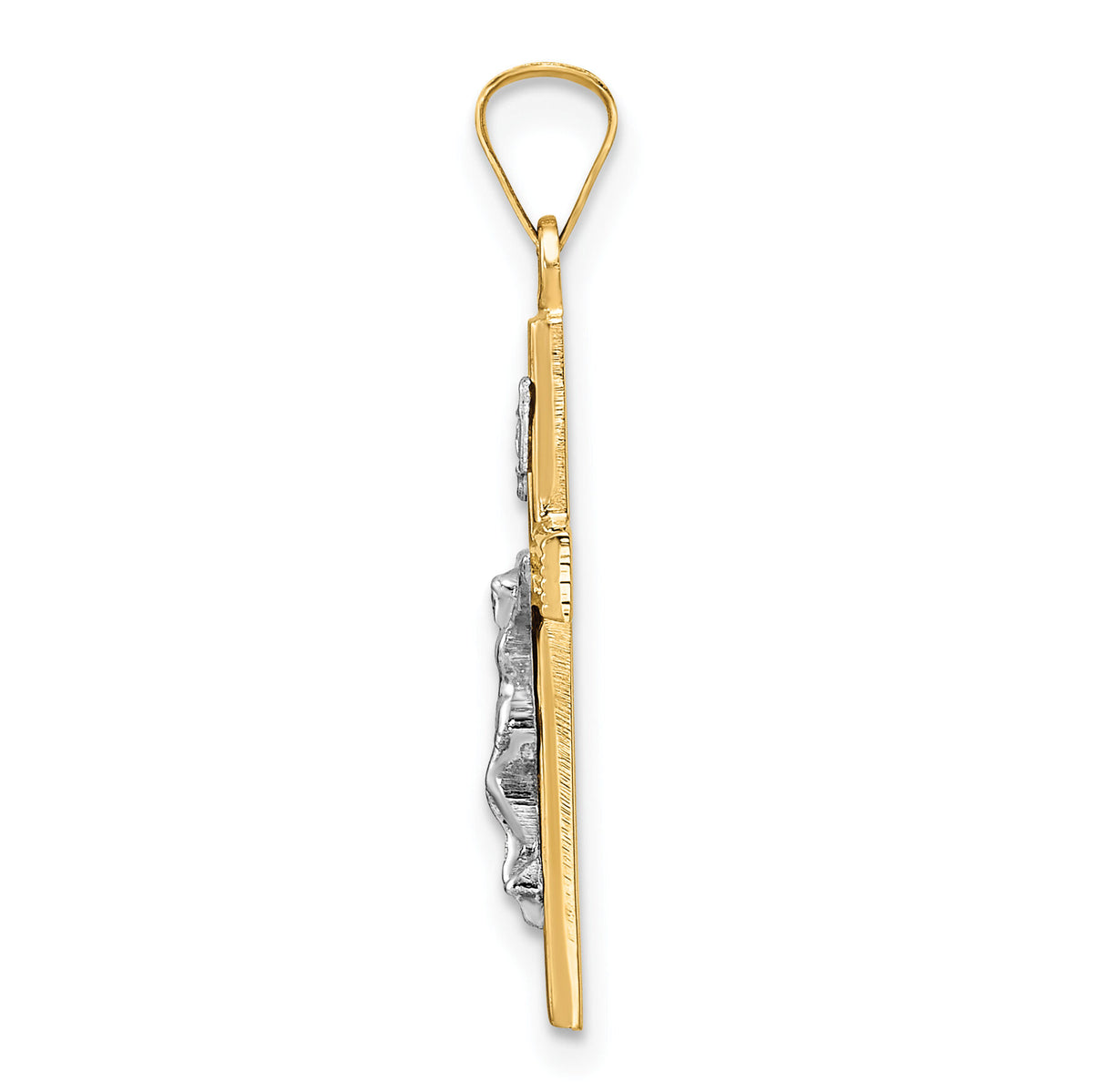 14k Two-tone Polished Solid INRI Crucifix Pendant-XR2074