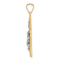 14k Two-tone Polished Solid INRI Crucifix Pendant-XR2074