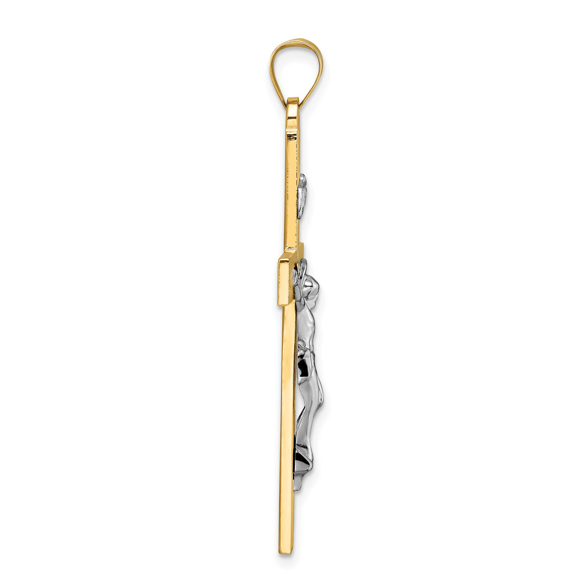 14k Two-tone Polished Solid INRI Crucifix Cross Pendant-XR2075
