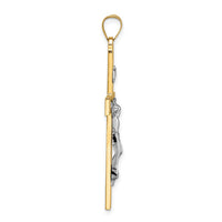 14k Two-tone Polished Solid INRI Crucifix Cross Pendant-XR2075