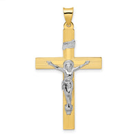 14k Two-tone Polished Solid INRI Crucifix Cross Pendant-XR2075