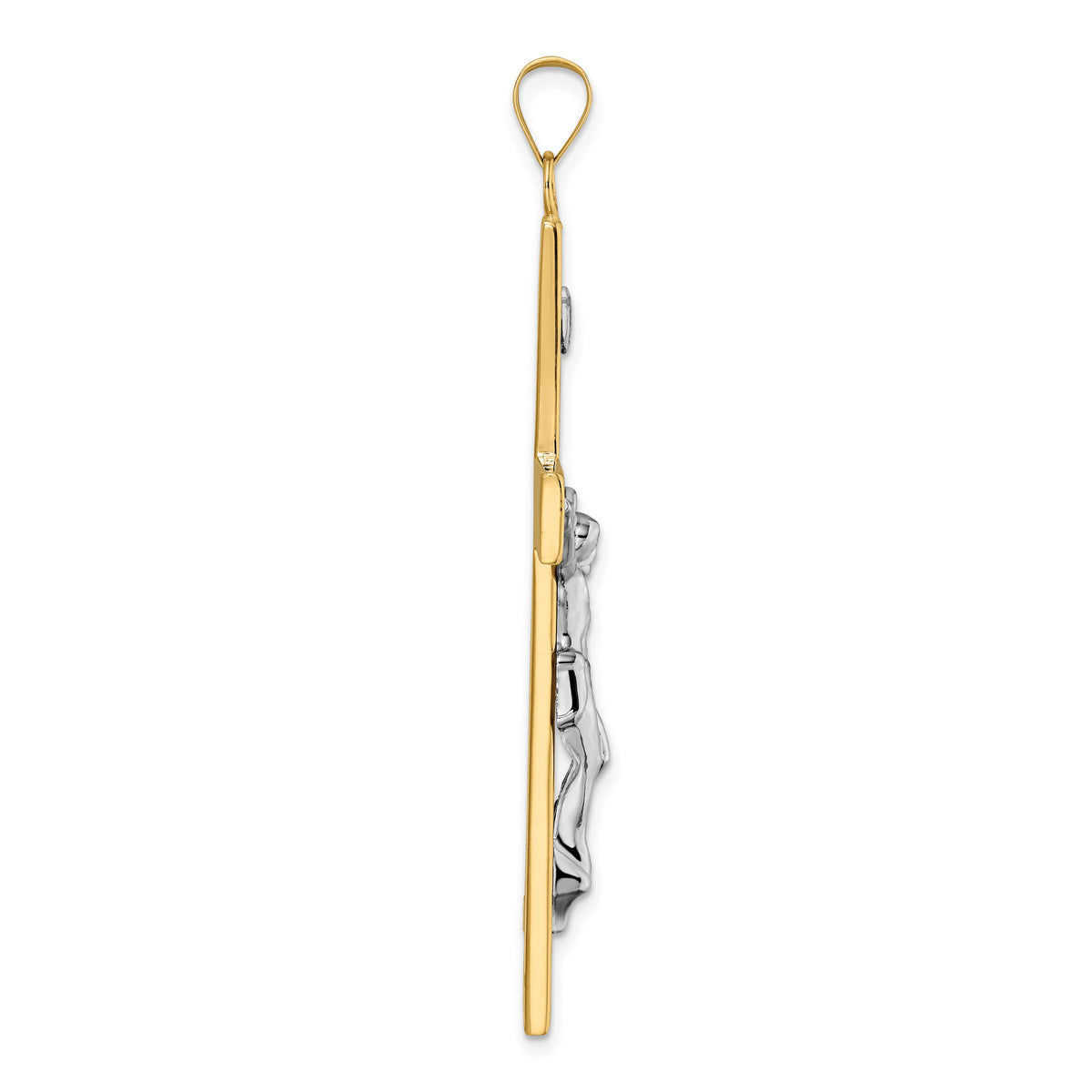 14k Two-tone Polished Solid INRI Crucifix Cross Pendant-XR2076