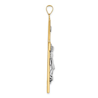 14k Two-tone Polished Solid INRI Crucifix Cross Pendant-XR2076