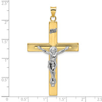 14k Two-tone Polished Solid INRI Crucifix Cross Pendant-XR2076