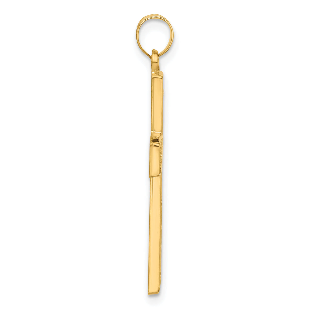 14k Polished and Textured Floral Cross Pendant-XR2078